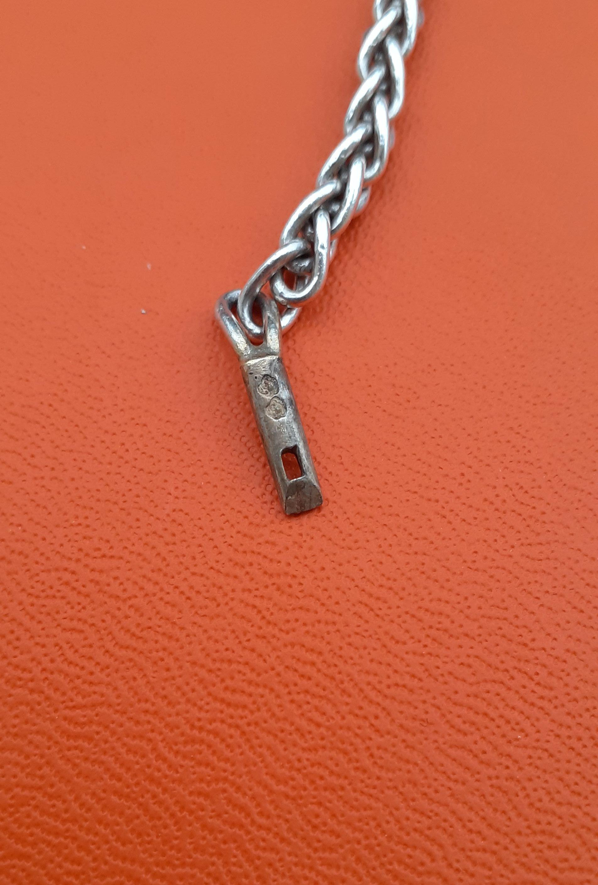 Hermès Keychain Key Holder Trimmings Tassel Pompom in Silver RARE For Sale 1