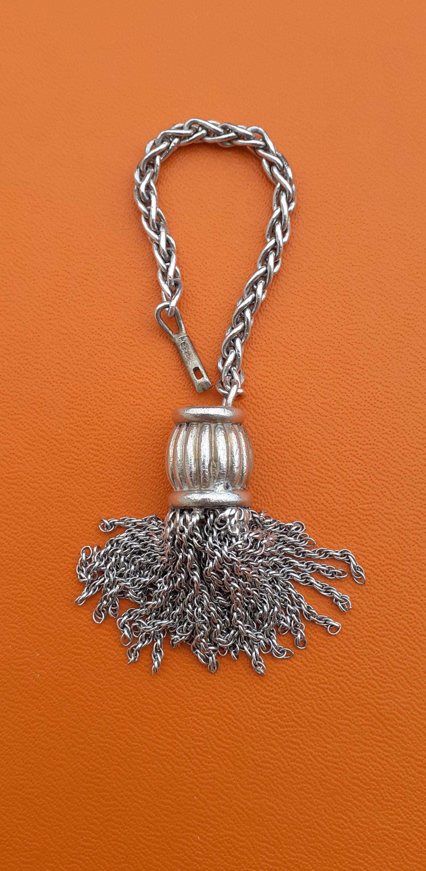 Hermès Keychain Key Holder Trimmings Tassel Pompom in Silver RARE For Sale 4