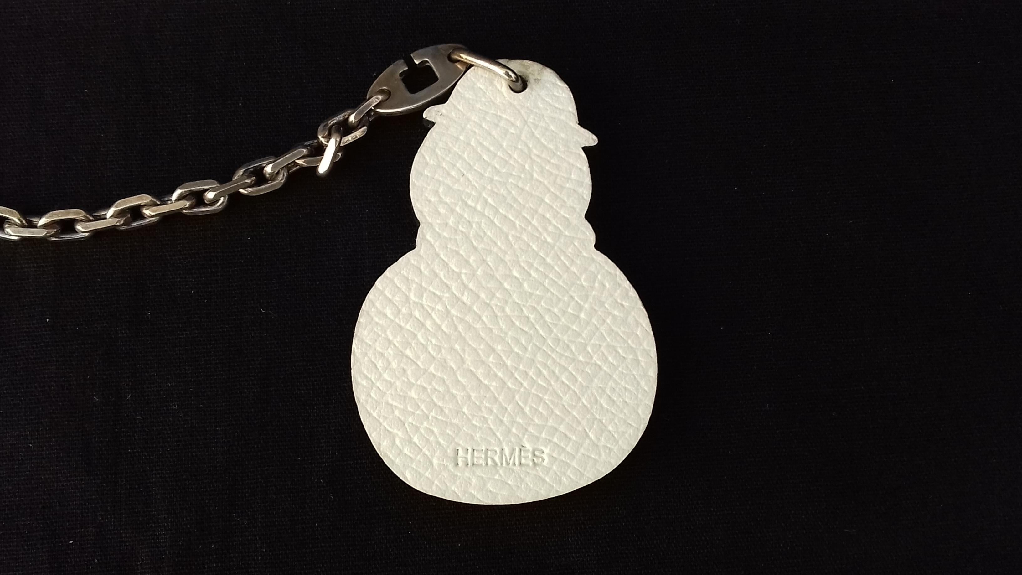 Gray Hermès Keychain Key Holder Winter Snowman Charm for Kelly Birkin bags