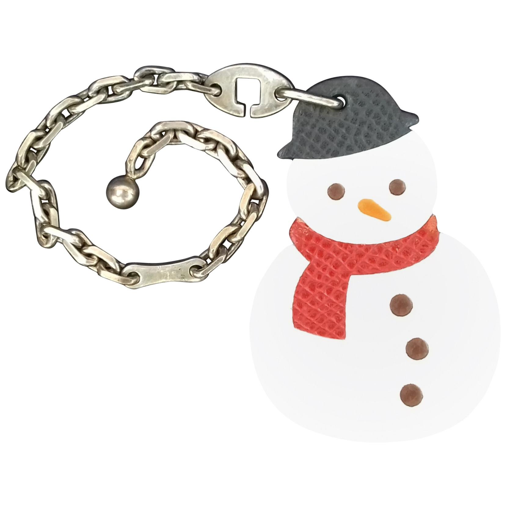 Hermès Keychain Key Holder Winter Snowman Charm for Kelly Birkin bags