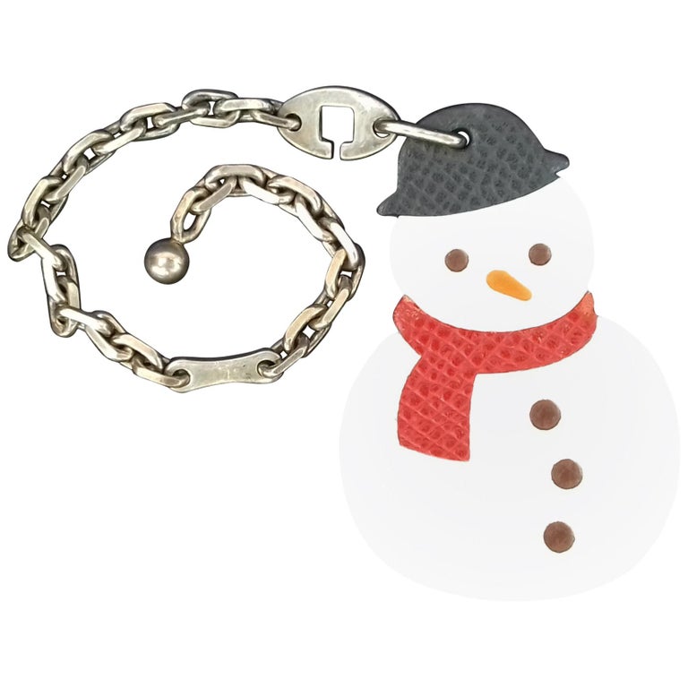 Hermès Keychain Key Holder Winter Snowman Charm for Kelly Birkin bags