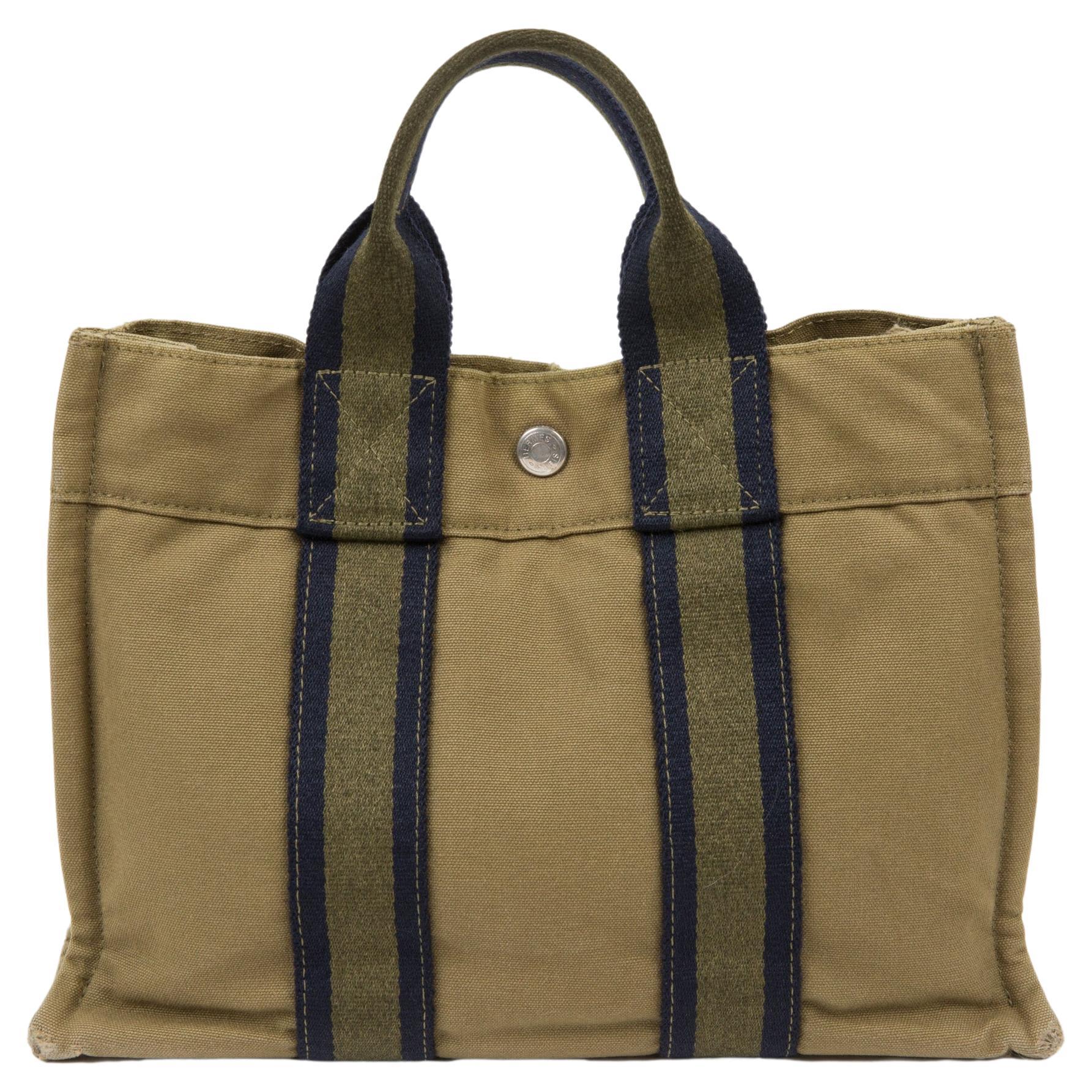 Hermes Khaki Cotton “Toto” PM Tote Bag
