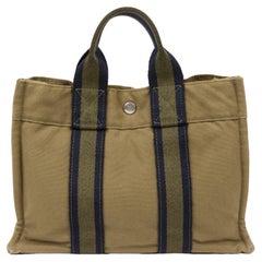 Hermes Khaki Cotton “Toto” PM Tote Bag