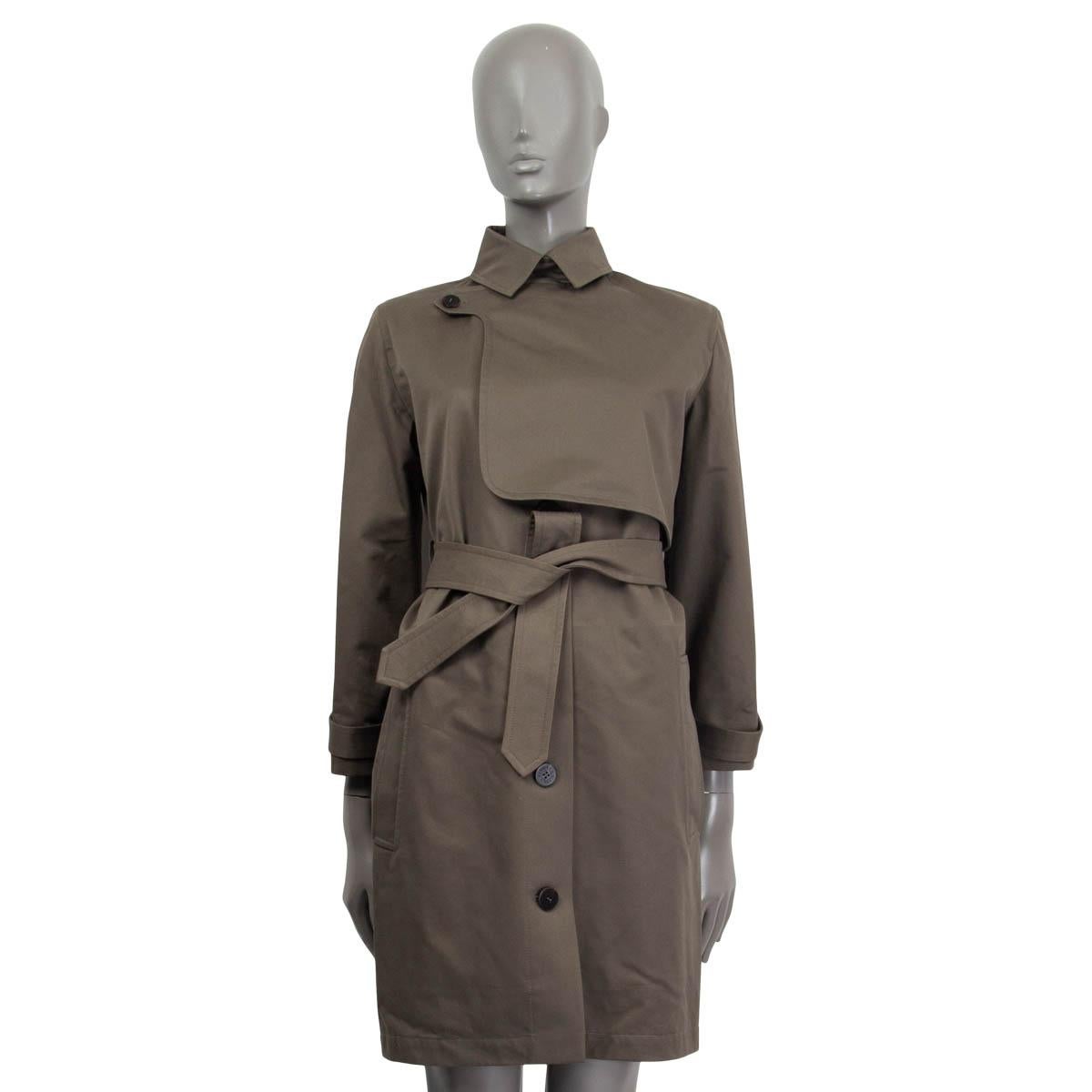 Noir HERMÈS - Manteau imperméable ceinturé en gaberdine de coton kaki gren, 2018, taille 34 XXS