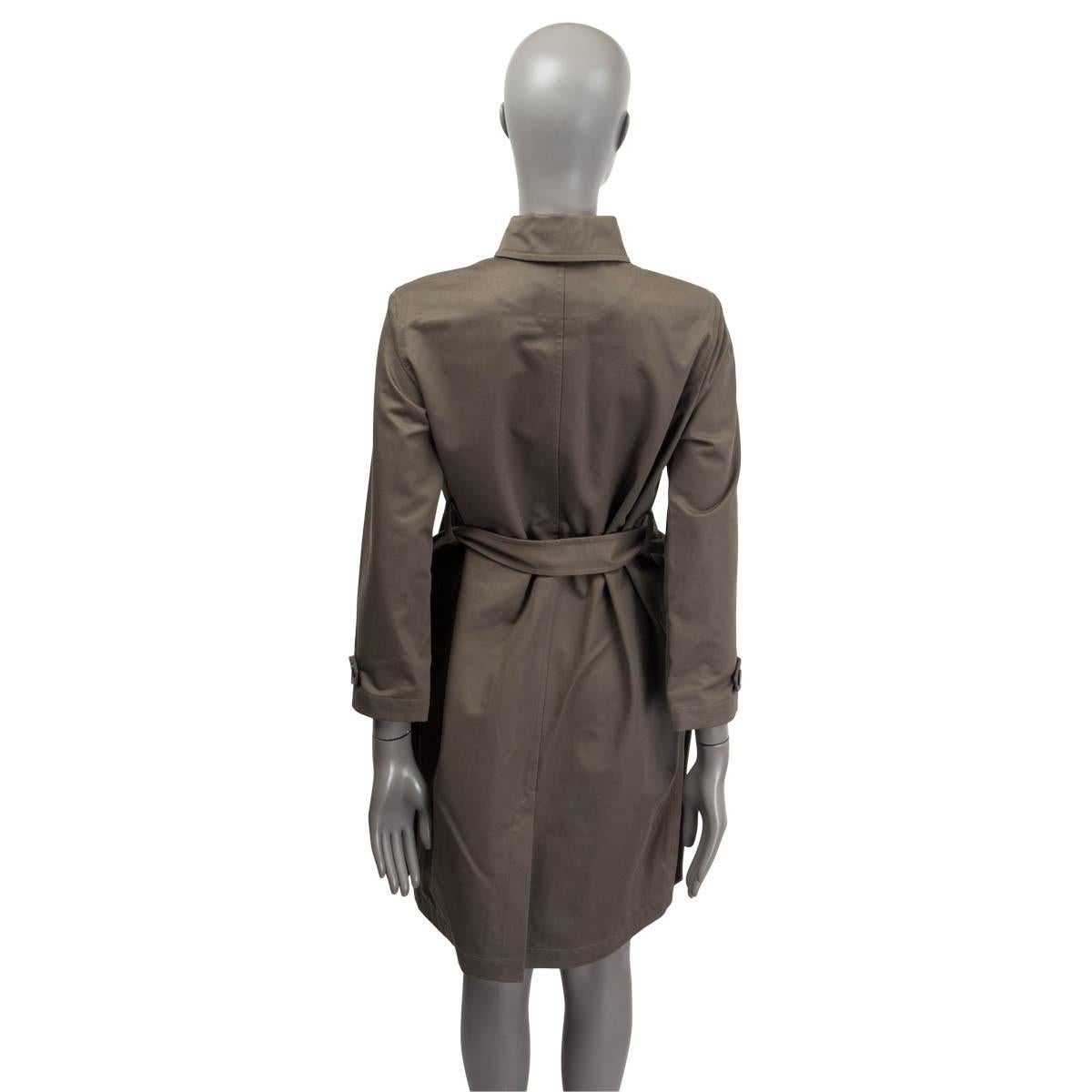  HERMÈS - Manteau imperméable ceinturé en gaberdine de coton kaki gren, 2018, taille 34 XXS Pour femmes 