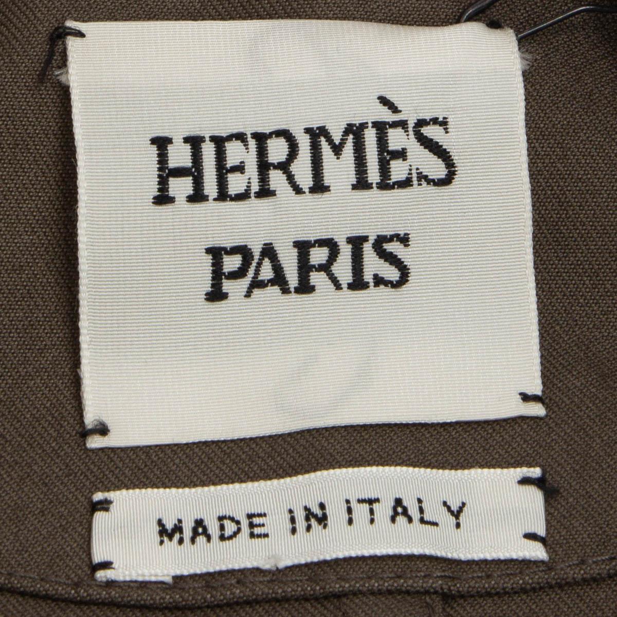 HERMÈS - Manteau imperméable ceinturé en gaberdine de coton kaki gren, 2018, taille 34 XXS 2