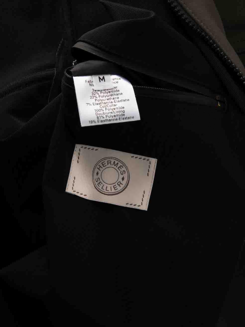 Women's Hermès Khaki Hooded Zip-Up Windbreaker Size M
