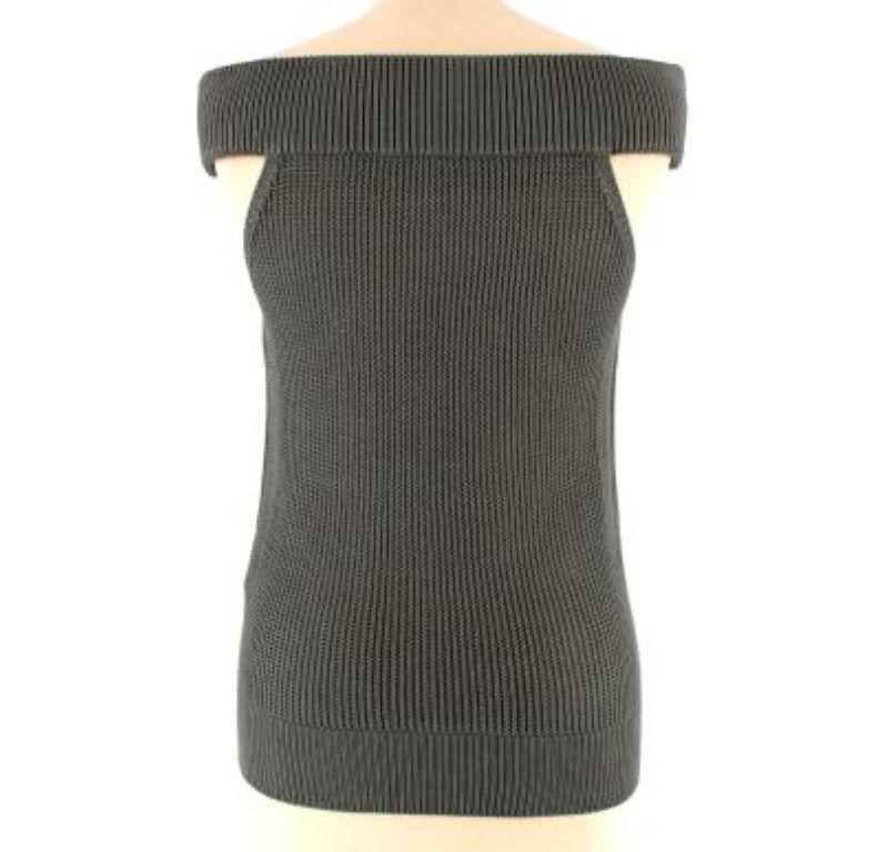 Hermes Khaki Knitted Off Shoulder Vest In Excellent Condition For Sale In London, GB