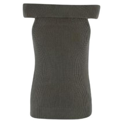Hermes Khaki Knitted Off Shoulder Vest For Sale