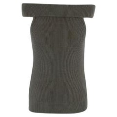 Hermes Khaki Knitted Off Shoulder Vest