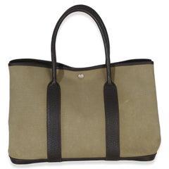 Hermès Khaki Marron Fonce Negonda Toile Garden Party 36 PHW