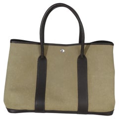 Hermès Khaki Marron Fonce Negonda Toile Garden Party 36 PHW