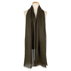 Hermès Khaki Silk and Cashmere Scarf