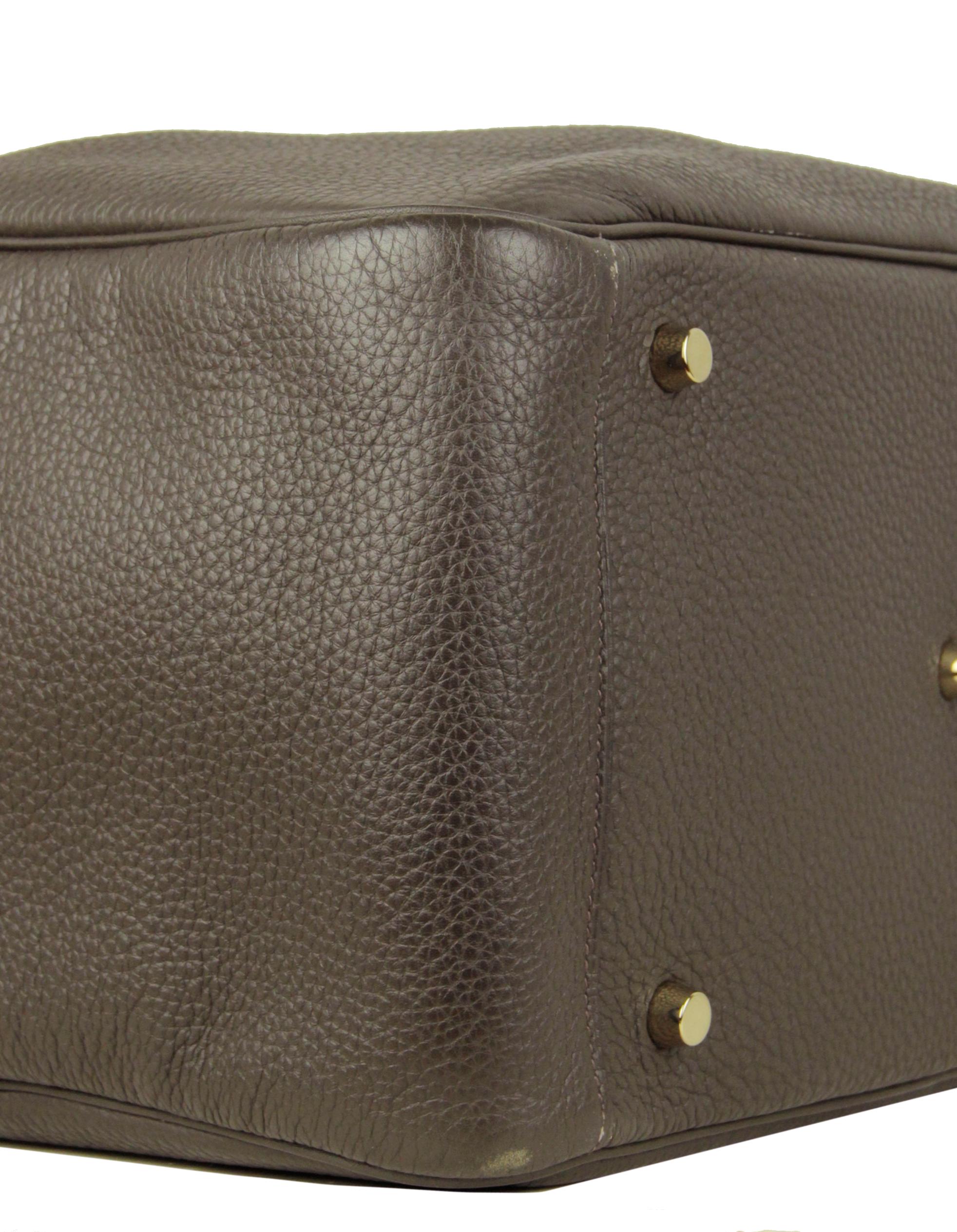 Women's Hermes Khaki Taurillon Clemence Leather 34cm Lindy Shoulder Bag