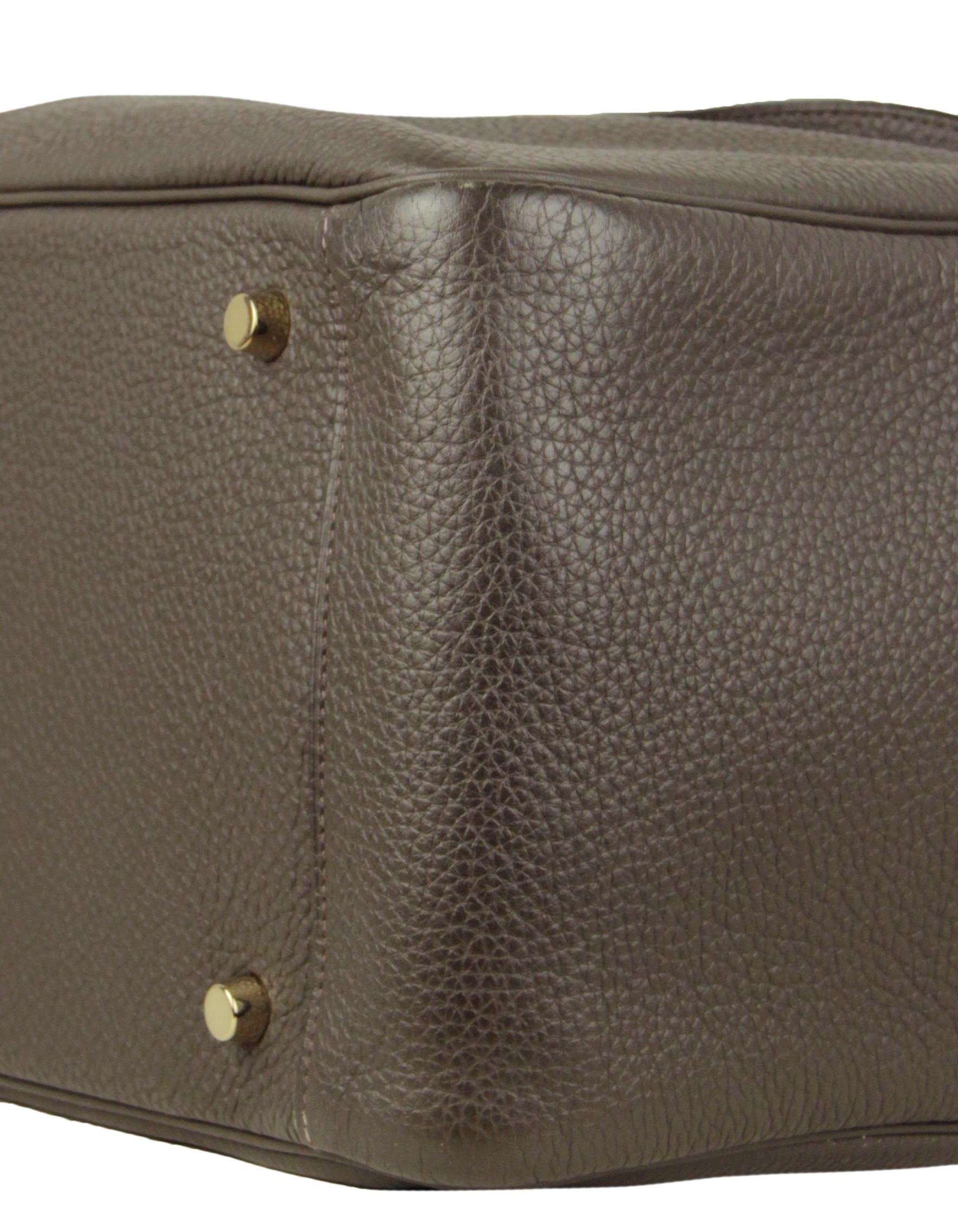 Hermes Khaki Taurillon Clemence Leather 34cm Lindy Shoulder Bag 1