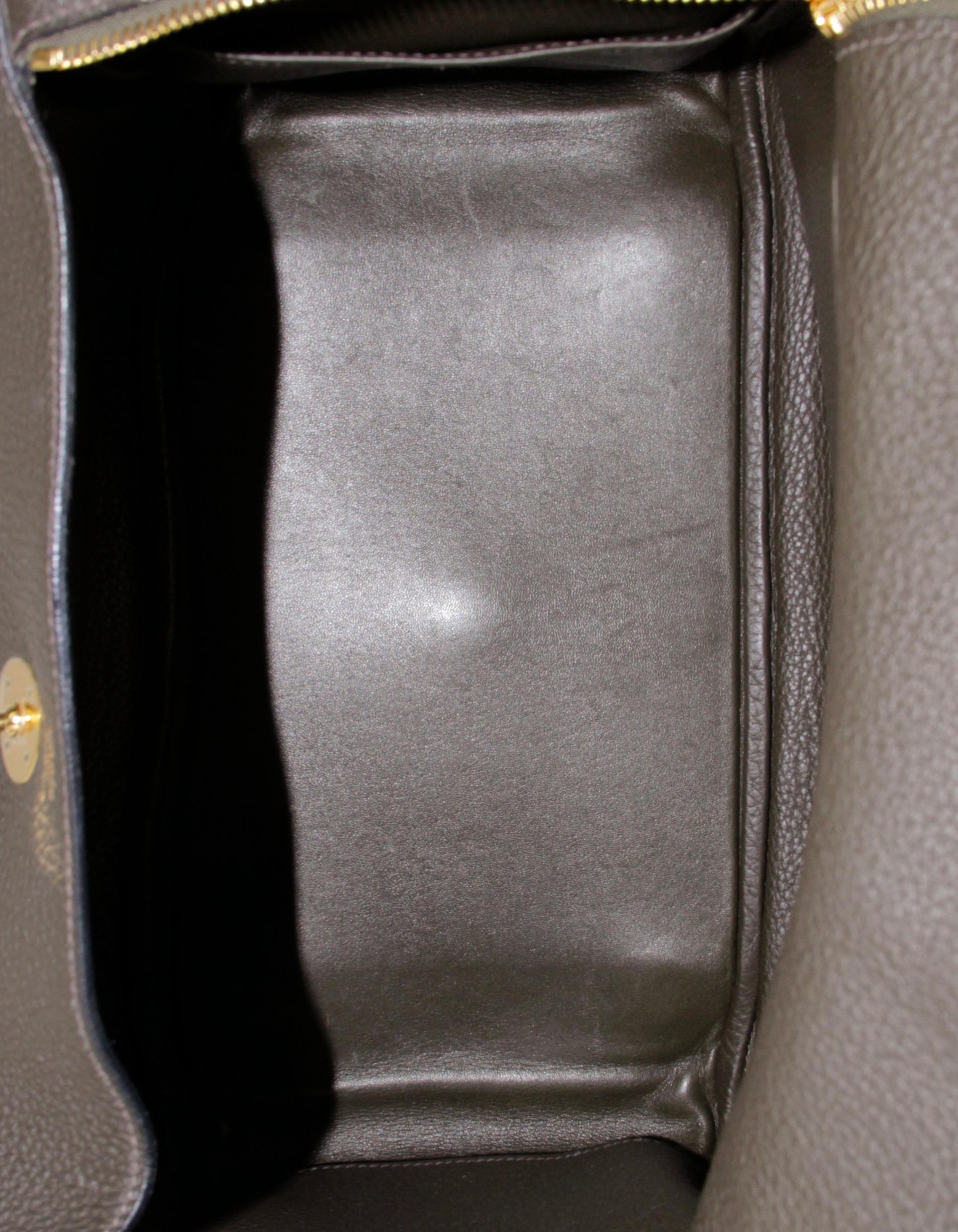Hermes Khaki Taurillon Clemence Leather 34cm Lindy Shoulder Bag 2