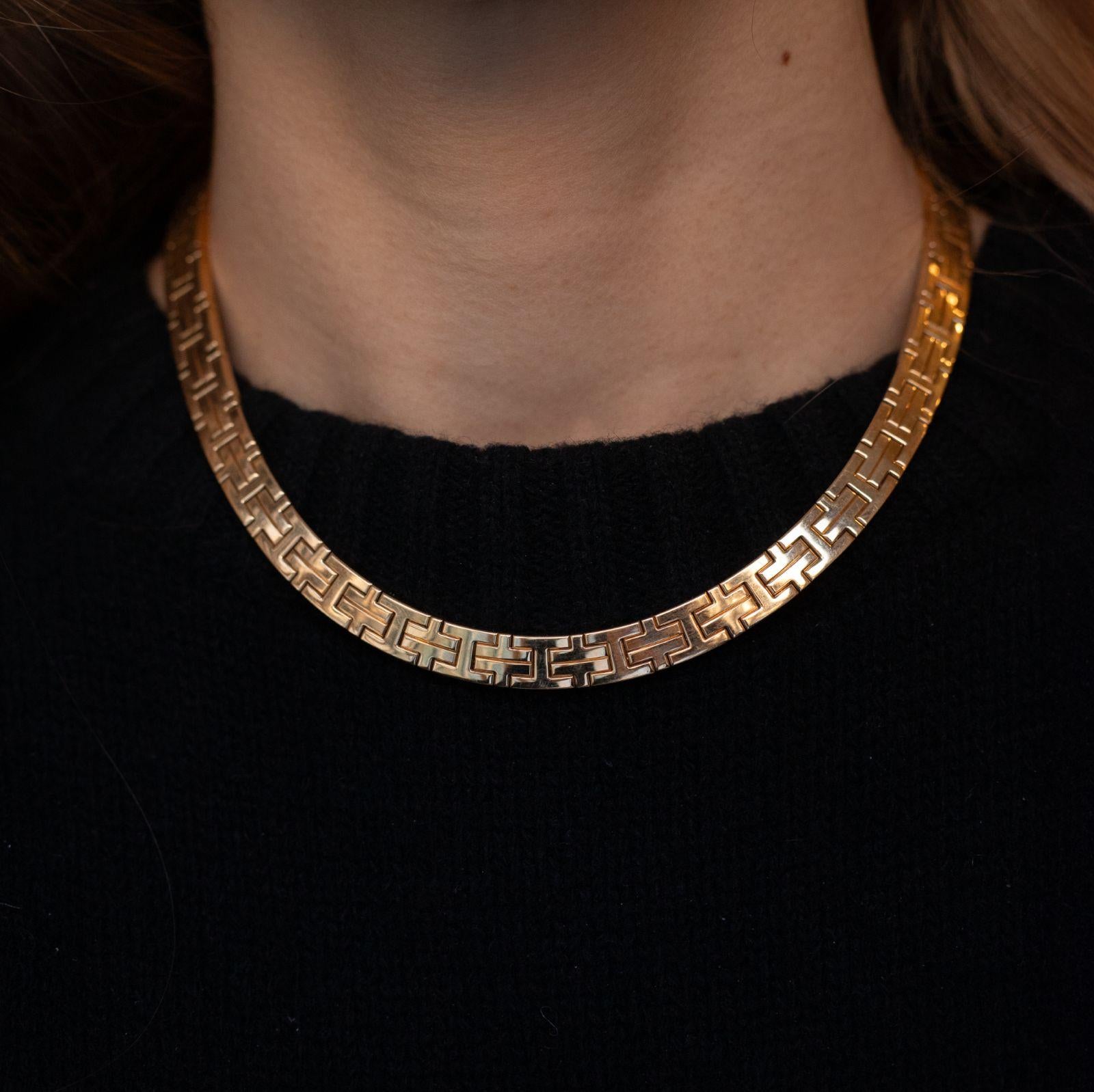 Hermès Kilim 18 Karat Gelbgold Vintage Halsband Halskette im Zustand „Gut“ im Angebot in London, GB