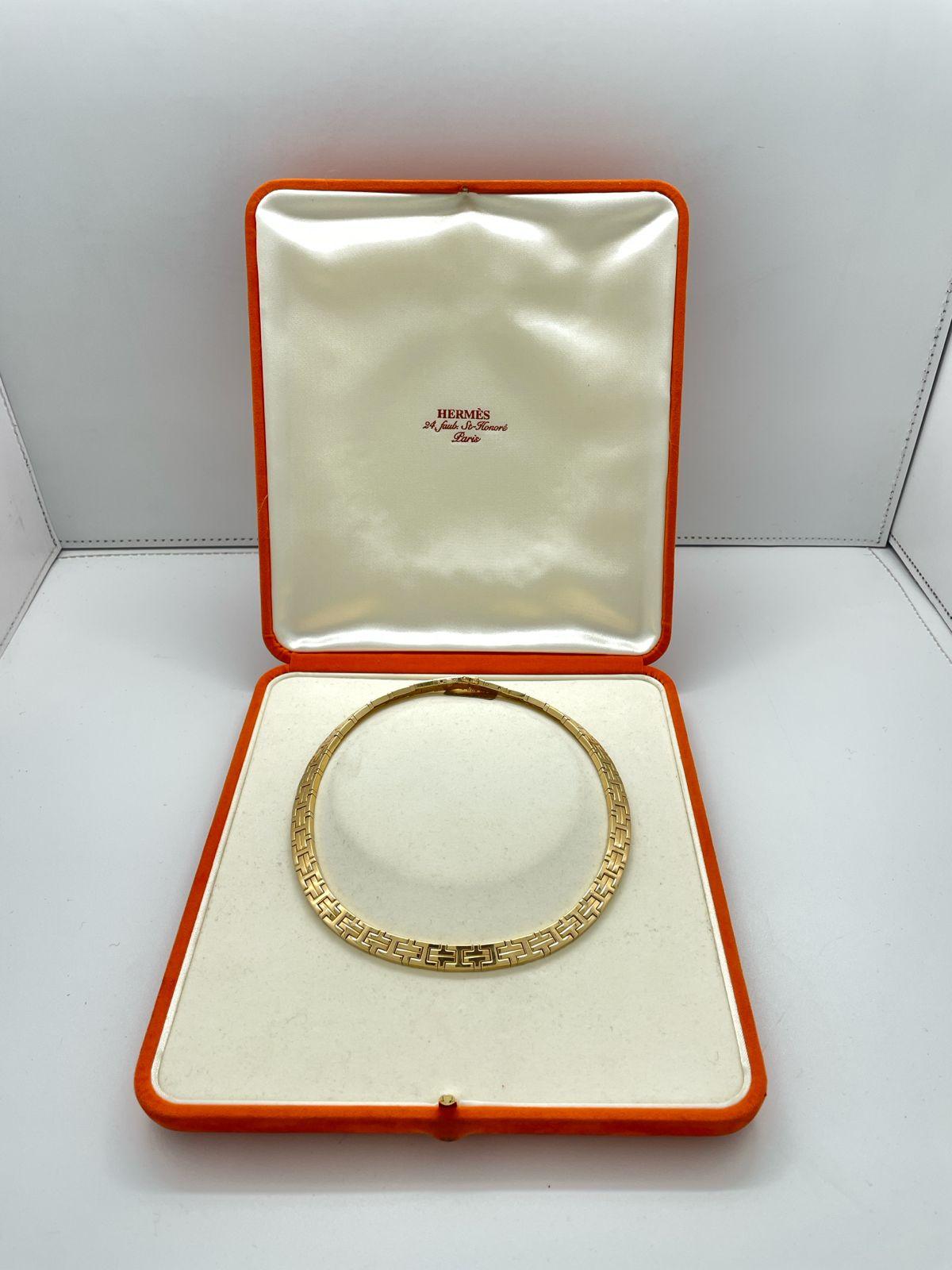 Hermès Kilim 18 Karat Gelbgold Vintage Halsband Halskette im Angebot 1