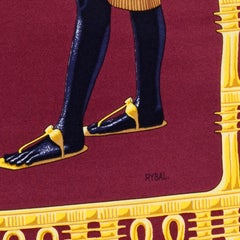 Hermes King Tut Tutankhamun Burgundy Silk Scarf by Vladimir Rybaltchenko in 1976