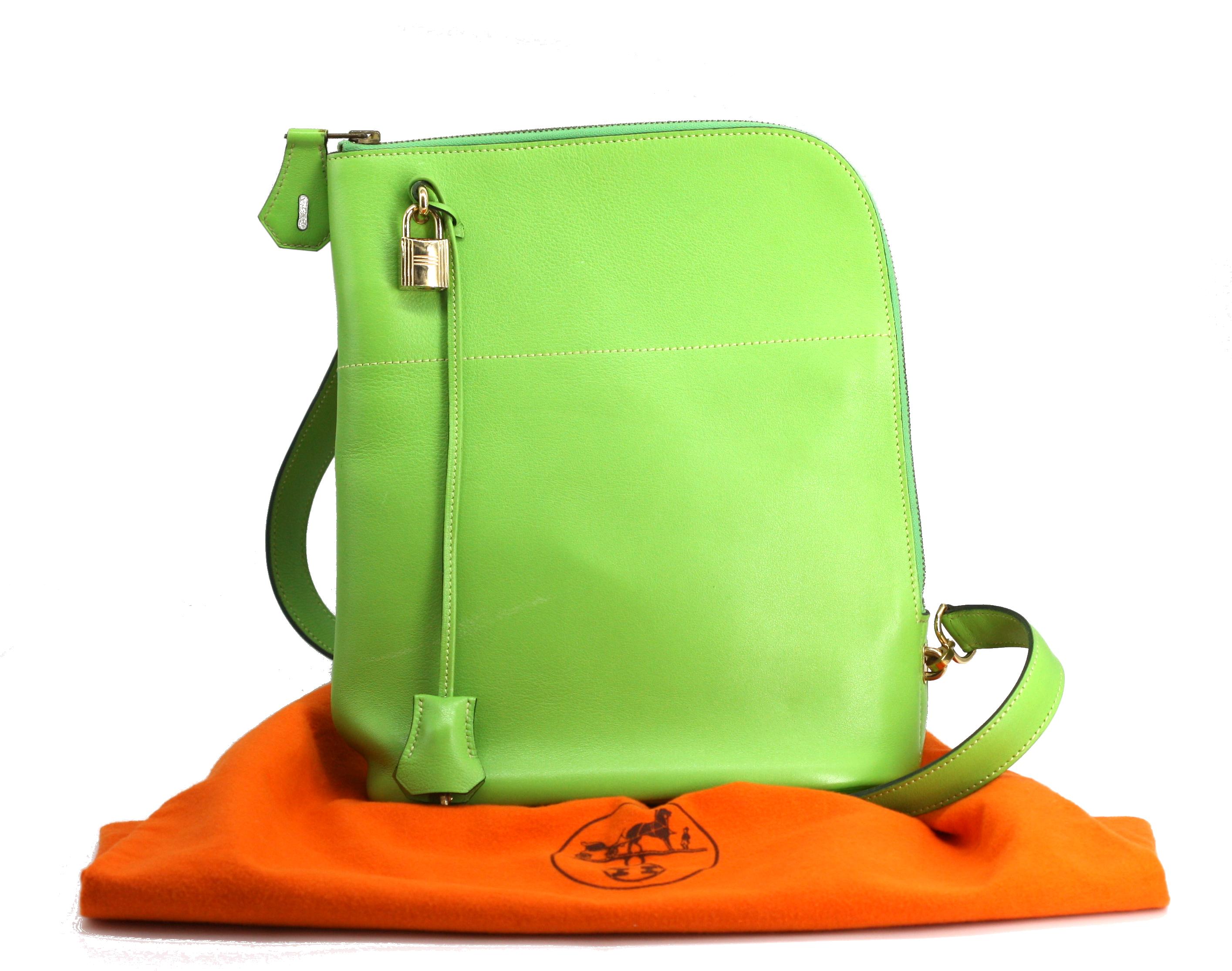 Hermes Kiwi Green Calfs Leather Shoulder Bag For Sale 3