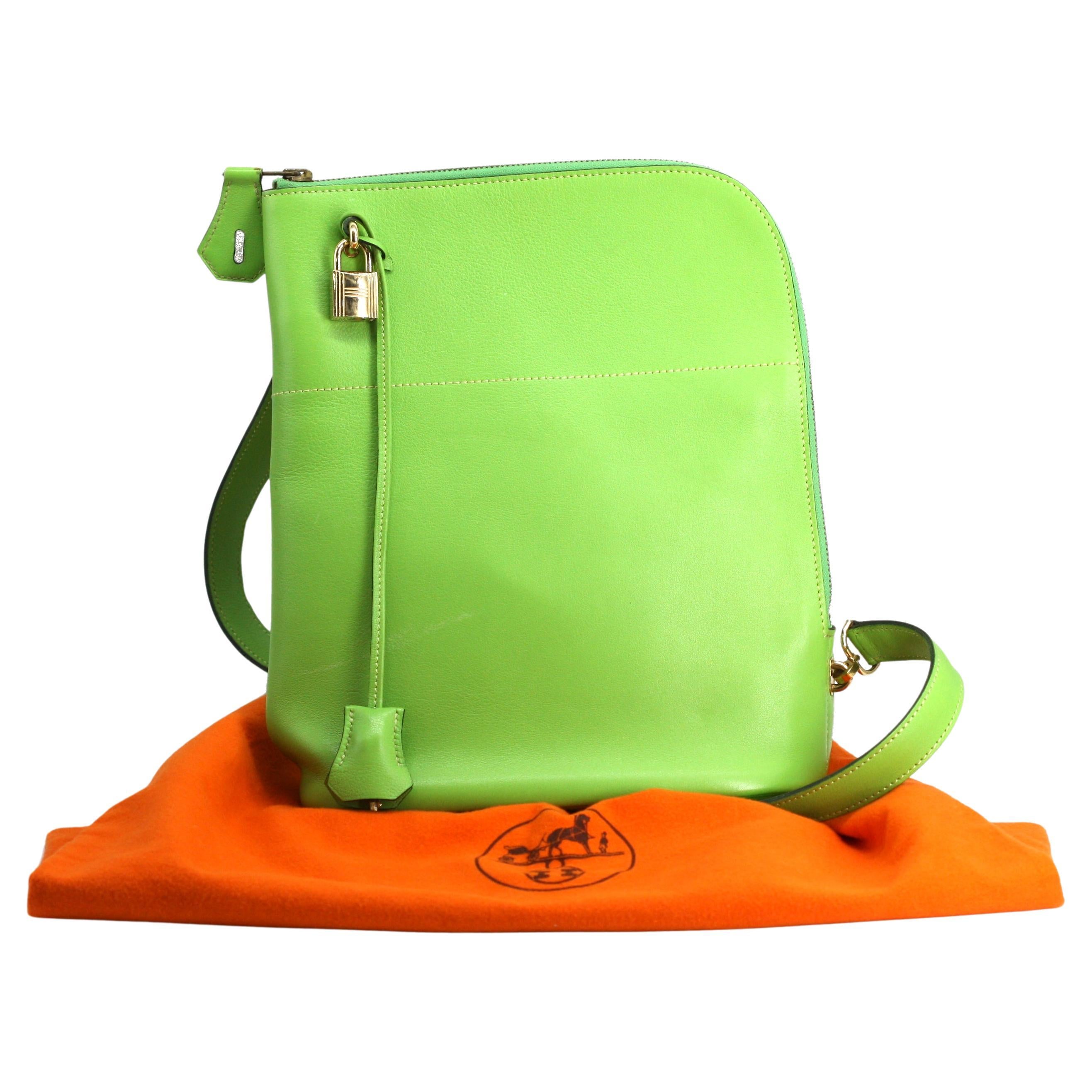 Hermes Kiwi Green Calfs Leather Shoulder Bag For Sale