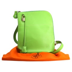 Sac à bandoulière en cuir de veau vert Kiwi de Hermes