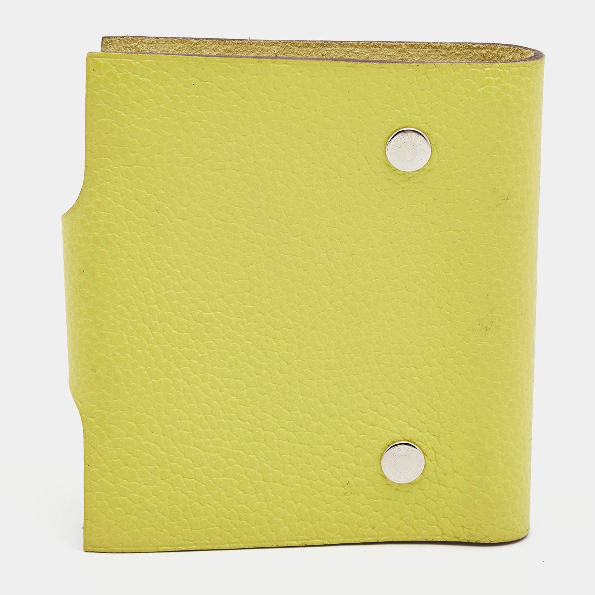Yellow Hermes Kiwi Togo Leather Ulysse Mini Notebook For Sale