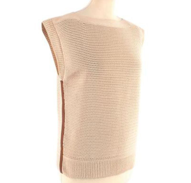 Hermes Knitted Leather Trimmed Vest In Excellent Condition For Sale In London, GB