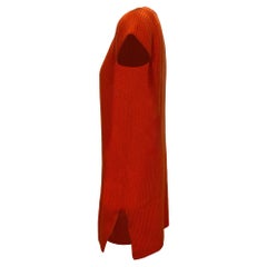 Hermès Knitted V-Neck Dress in Orange Wool