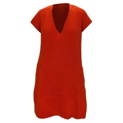 Hermès Knitted V-Neck Dress in Orange Wool