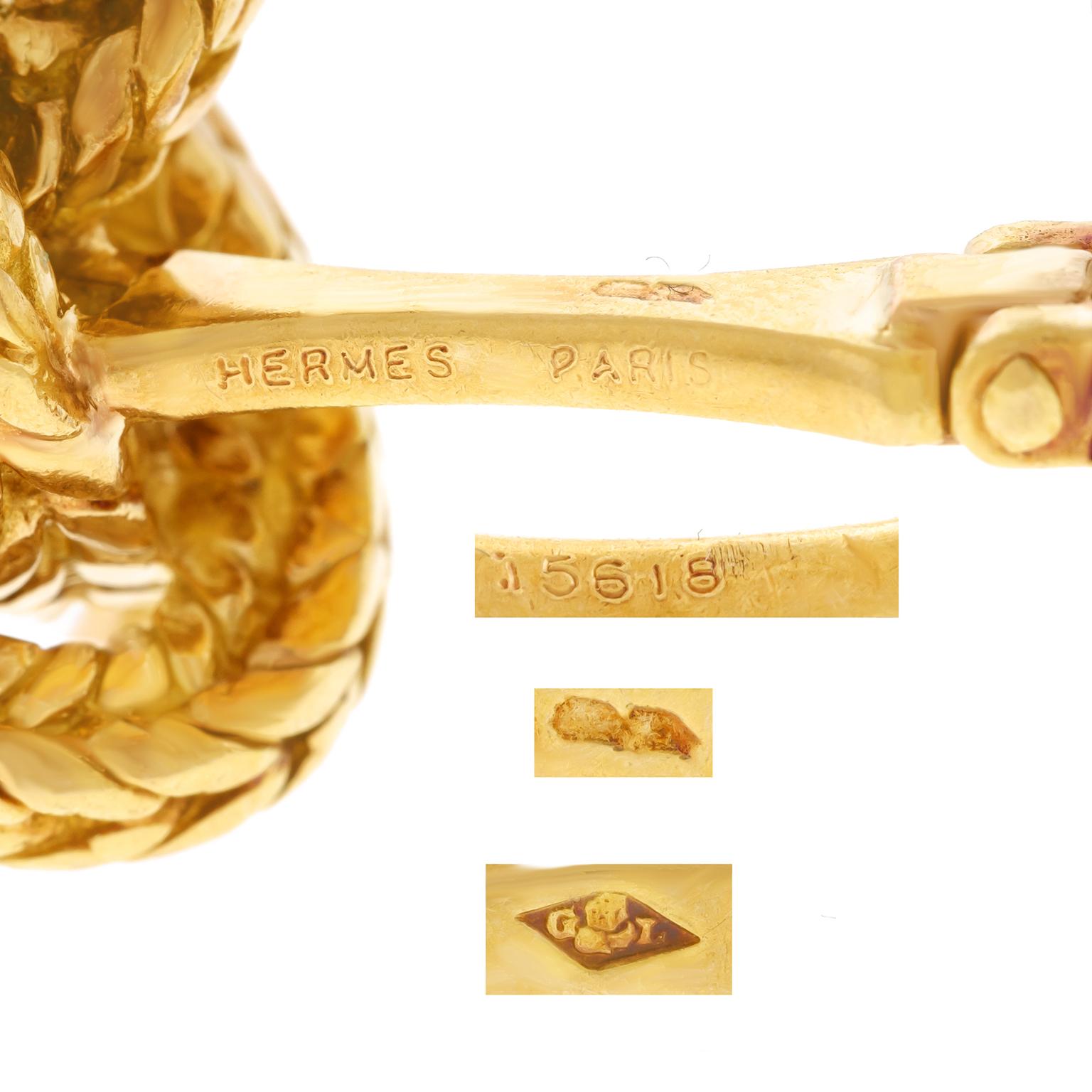 Hermes Knot Motif Gold Cufflinks 1