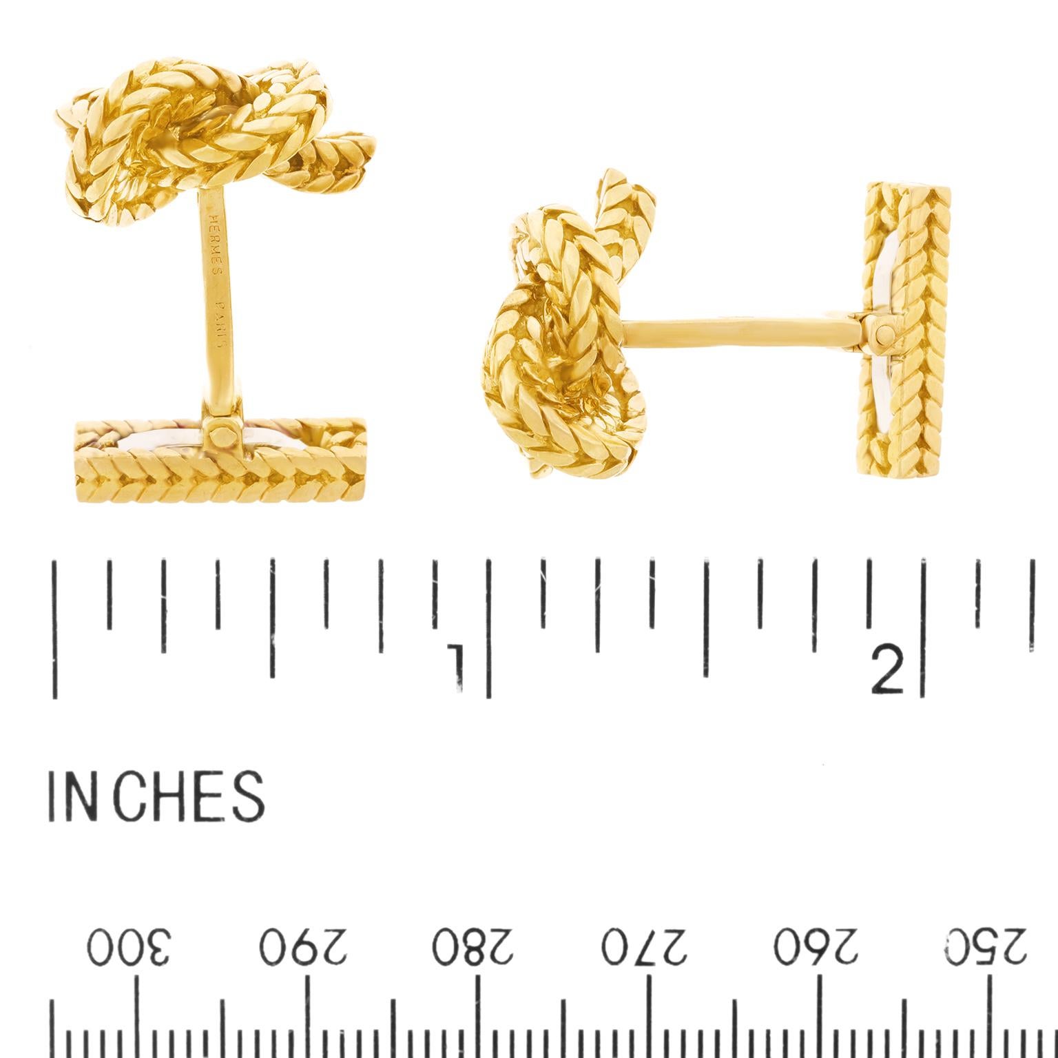 Hermes Knot Motif Gold Cufflinks 2