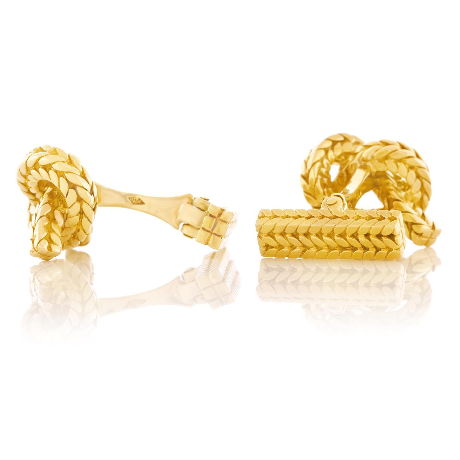 Hermes Knot Motif Gold Cufflinks 3