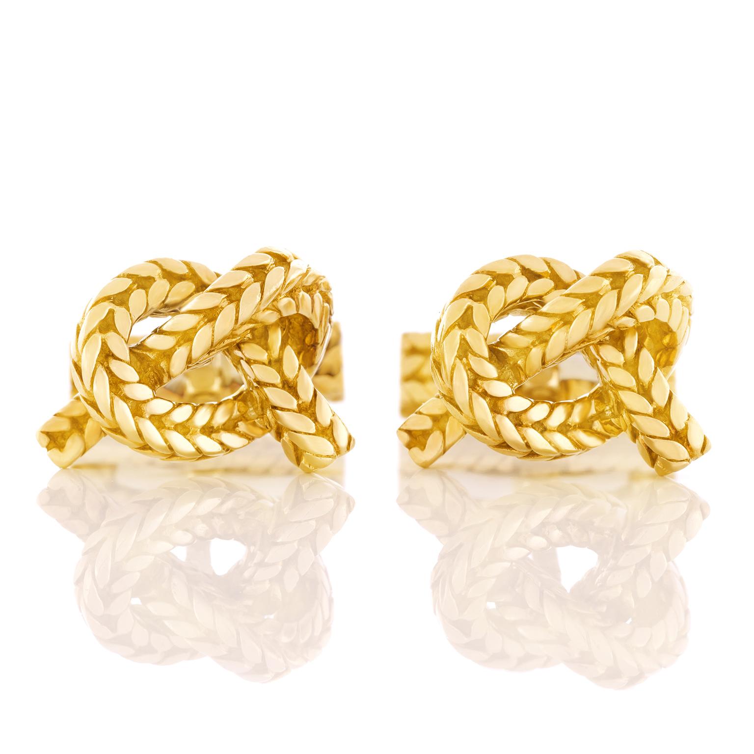 Hermes Knot Motif Gold Cufflinks 4
