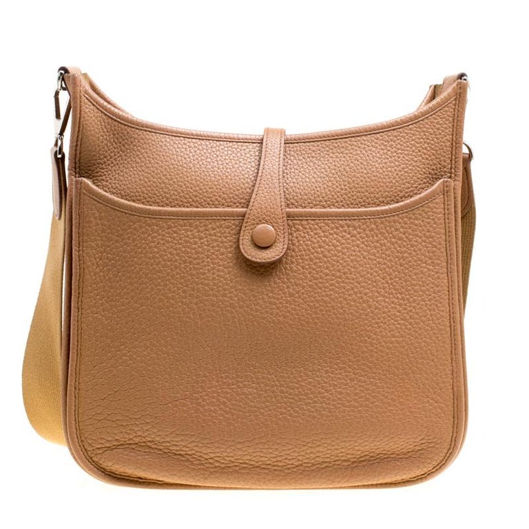 Hermes Kraft Clemence Leather Evelyne III PM Bag For Sale at 1stDibs