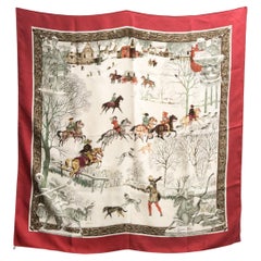 Hermes L Hiver by Philippe Ledoux Silk Scarf