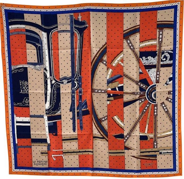 Hermes La Berline Bayadere Echarpe 90 Soie New - En vente sur