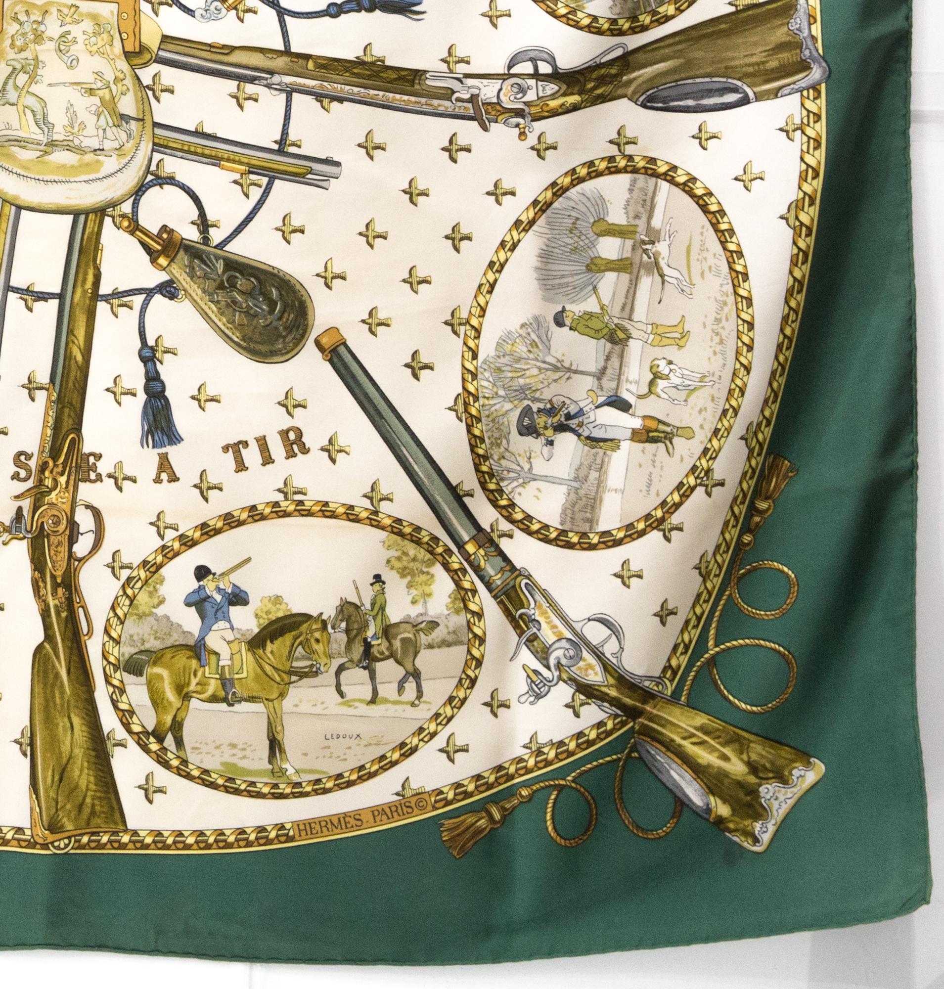 Hermes La Chasse A Tir by P Ledoux Silk Scarf For Sale 1