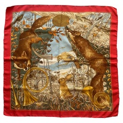 Foulard en soie « La Chasse aux Bois » d'Hermès - Avec son coffret.