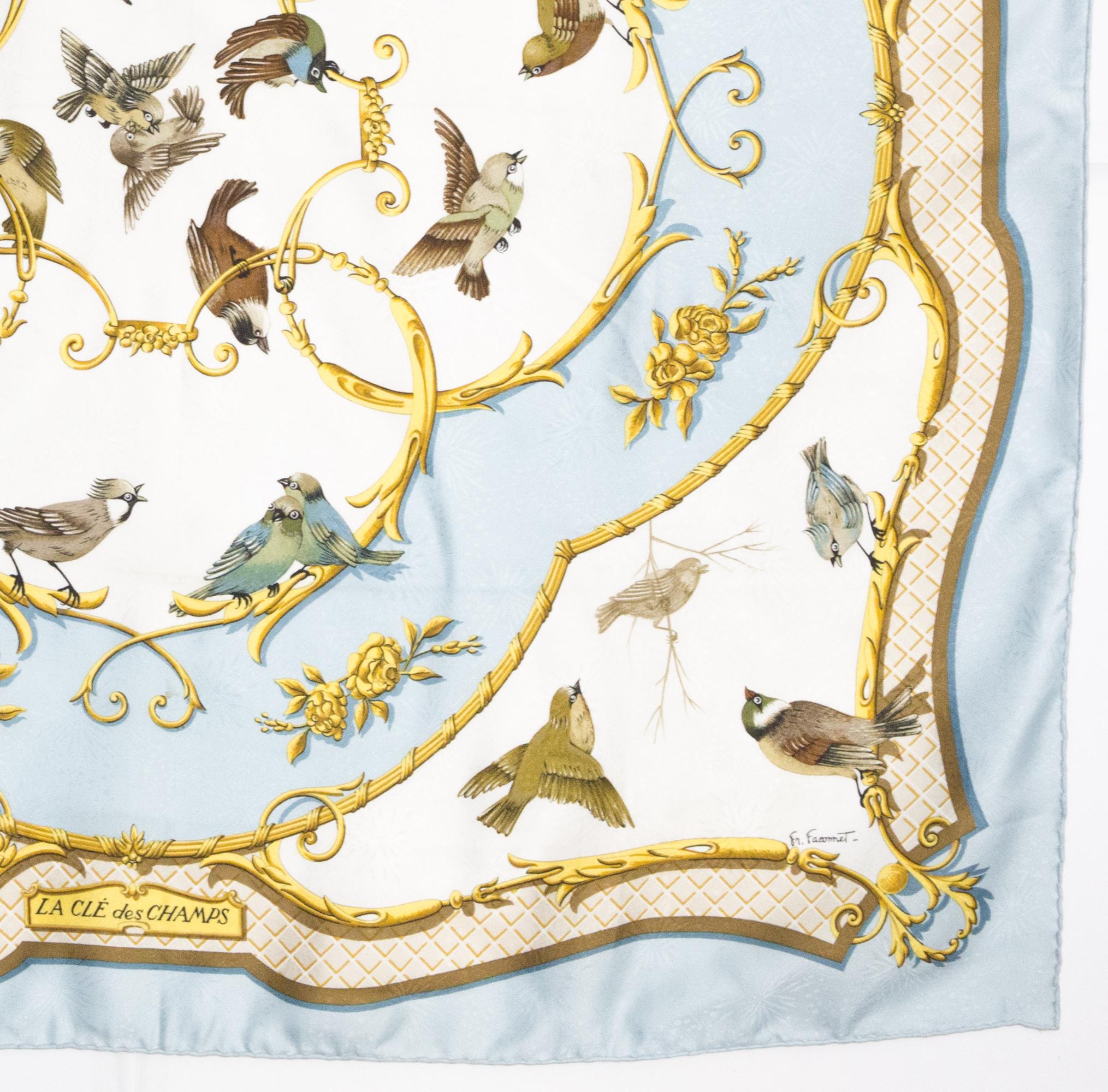 Hermes La Cle Des Champs by Françoise Faconnet Silk Scarf 1