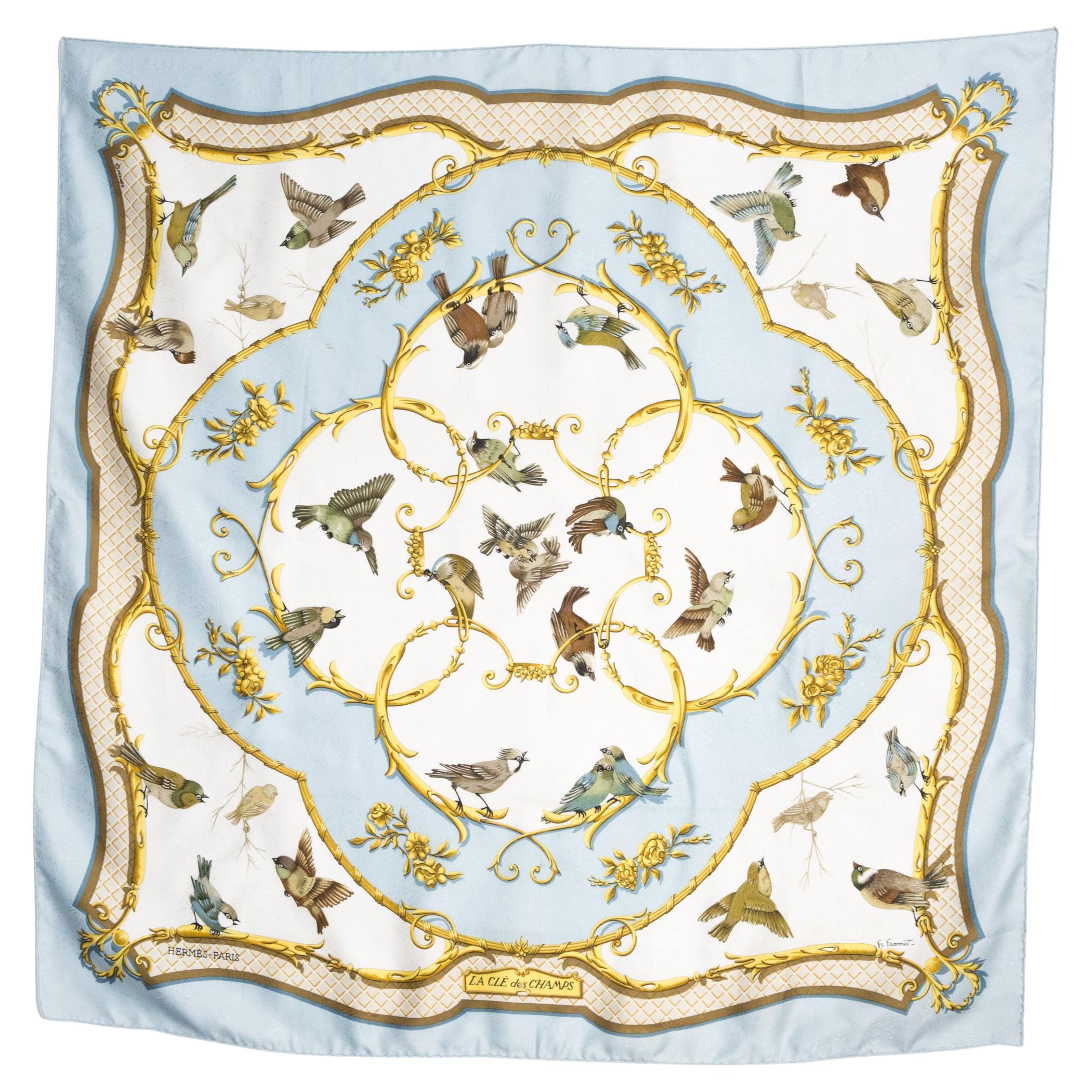 Hermes La Cle Des Champs by Françoise Faconnet Silk Scarf
