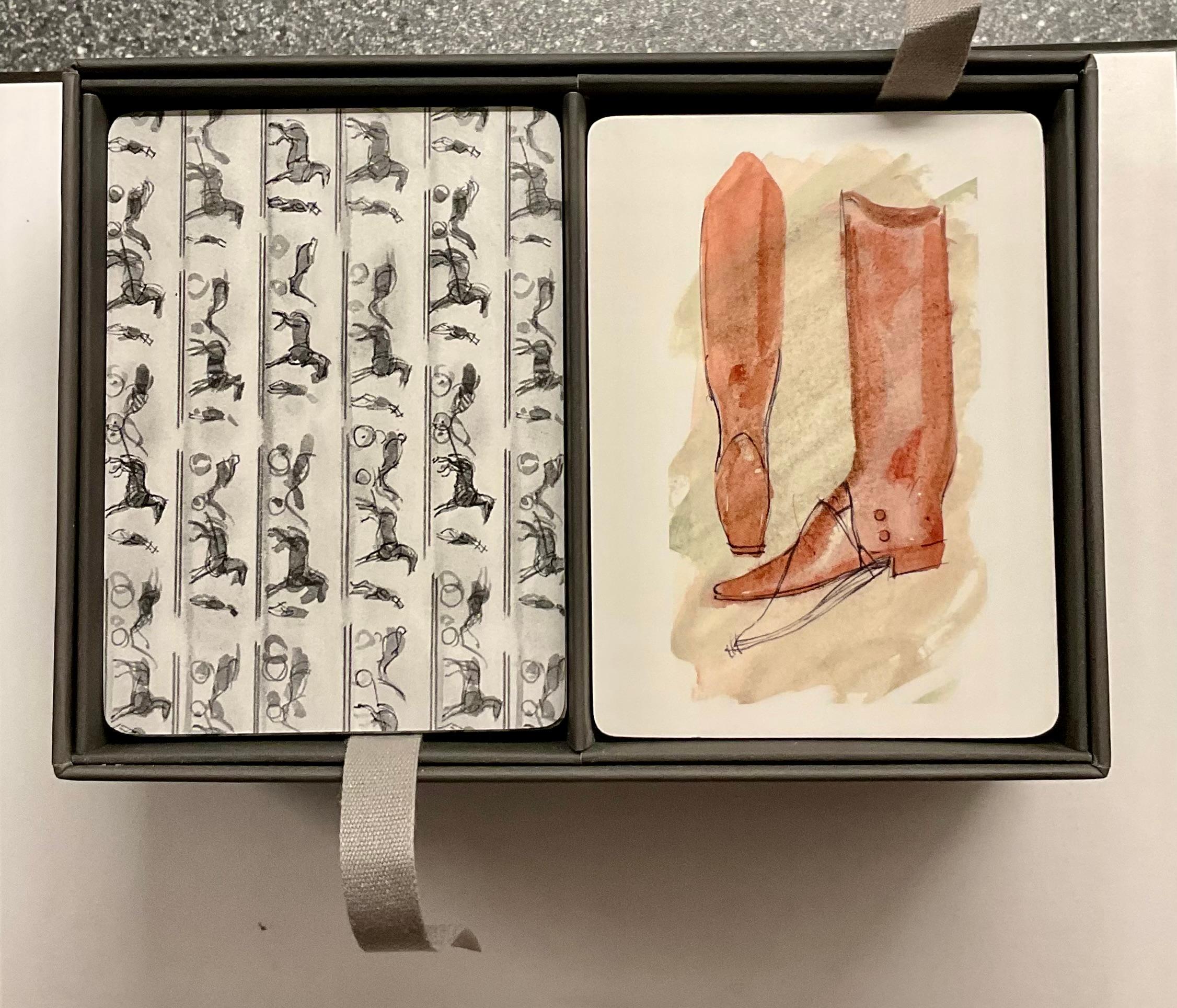 Celebrate the playful elegance of Hermès with this guaranteed authentic Hermès La Collection Memory Game, featuring beautifully illustrated cards inspired by the historic Émile Hermès Collection. Full card set new in box. Never used. Great gift.