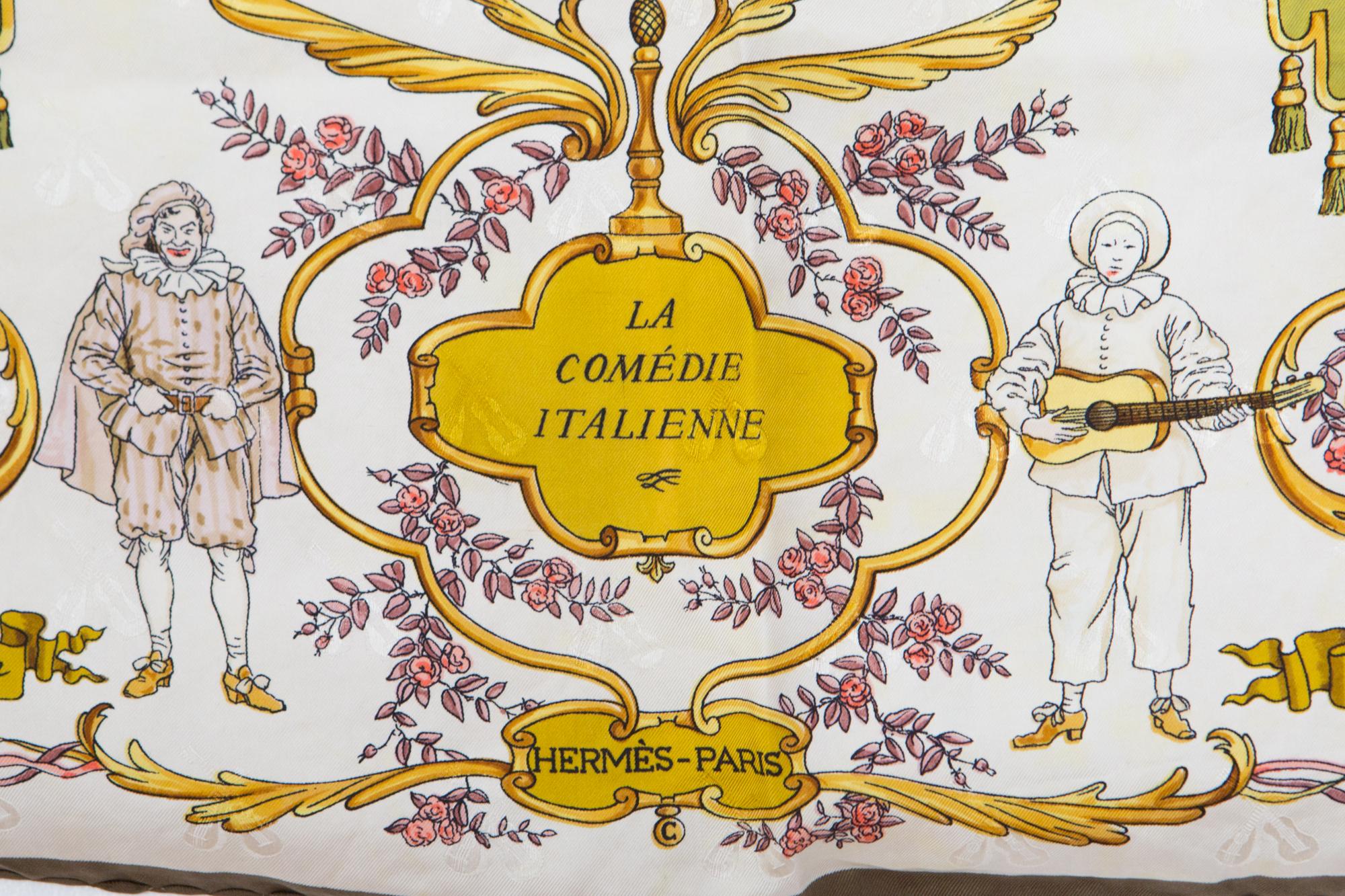 Hermes La Comédie Italienne by Philippe Ledoux Silk Scarf 1