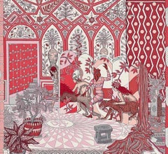Hermès La Danse des Amazones Schal 140 Vieux Rose Gris Blanc Kaschmir Seide
