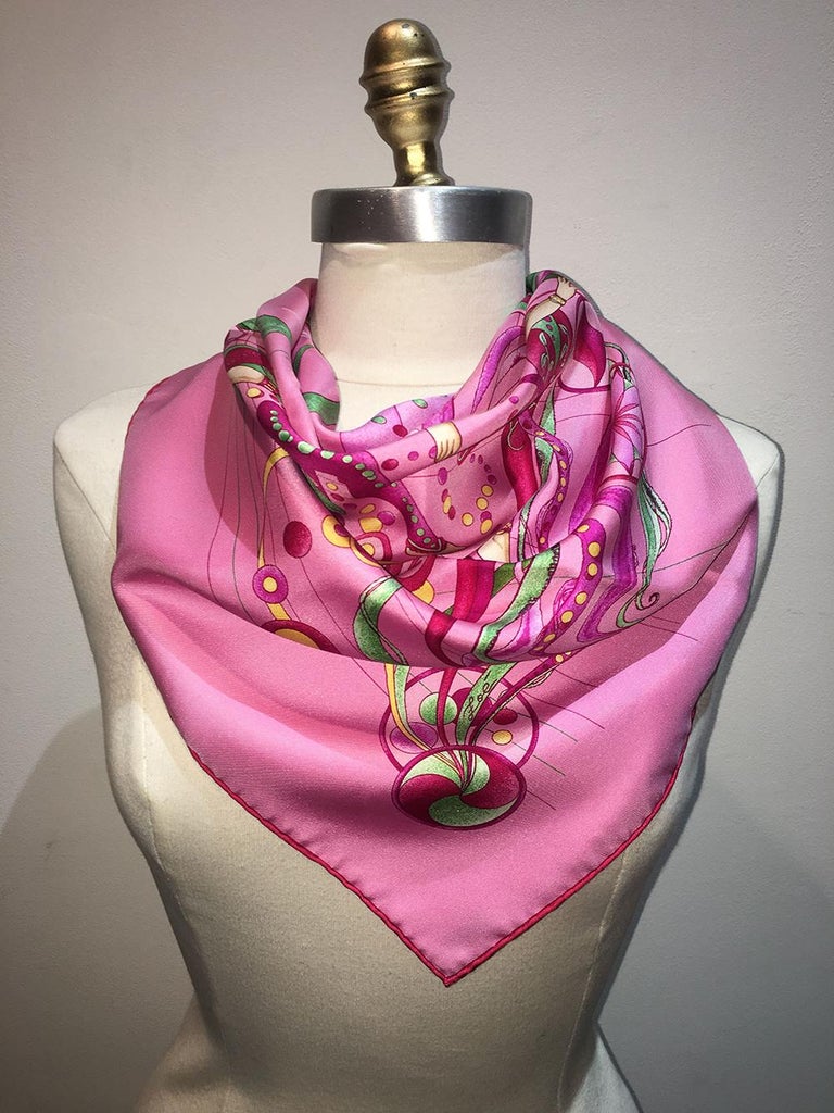Hermes La Danse du Cosmos Silk Scarf in Pink at 1stDibs hermes pink scarf