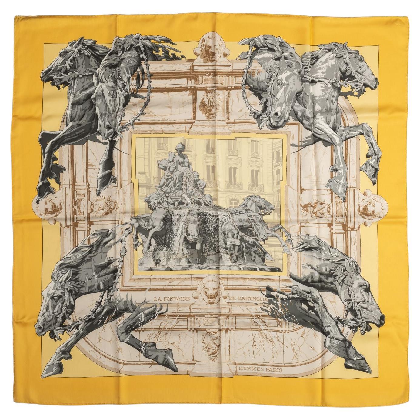 Hermès La Fontaine Silk Scarf With Box For Sale