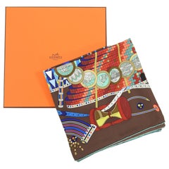 Hermes La Laboratoire du Temps Silk Twill 90cm Scarf in Box