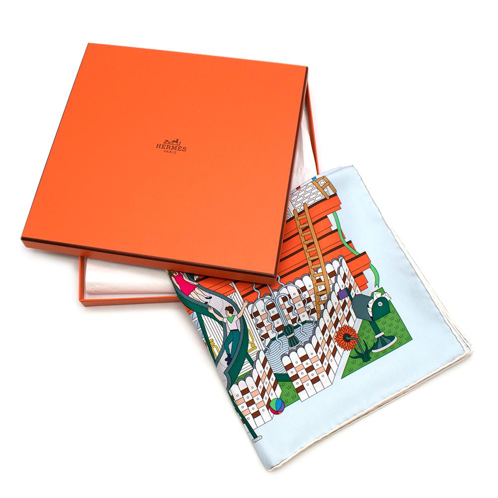 Hermes La Maison Des Carres Silk Scarf 90 w/ Knotting Cards

In a joyful burst of color, La Maison des Carres tells the story of an adventure: how a silk scarf is made from the initial inspiration, through the dyeing and printing processes, to its