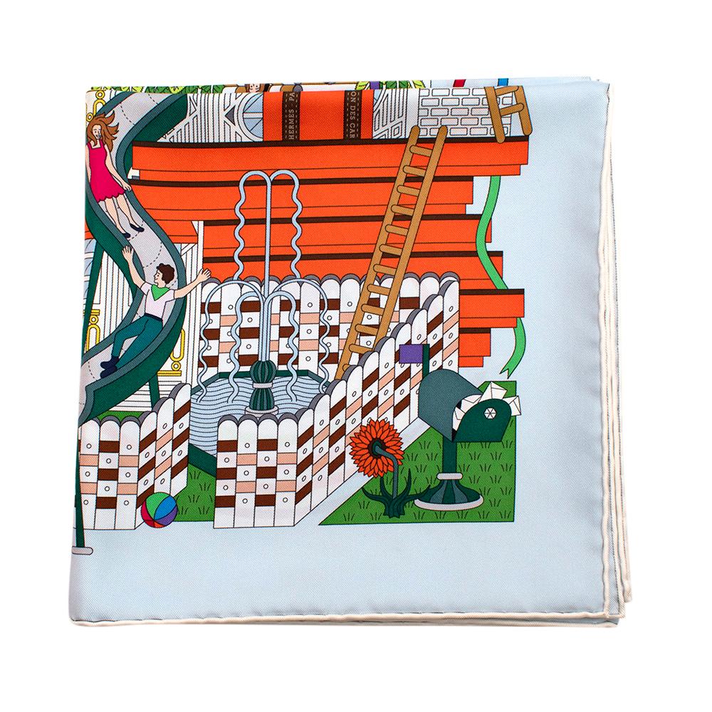 Hermes Maison Des Carrs Sciarpa di seta 90 con schede di annodatura In condizioni ottime a London, GB