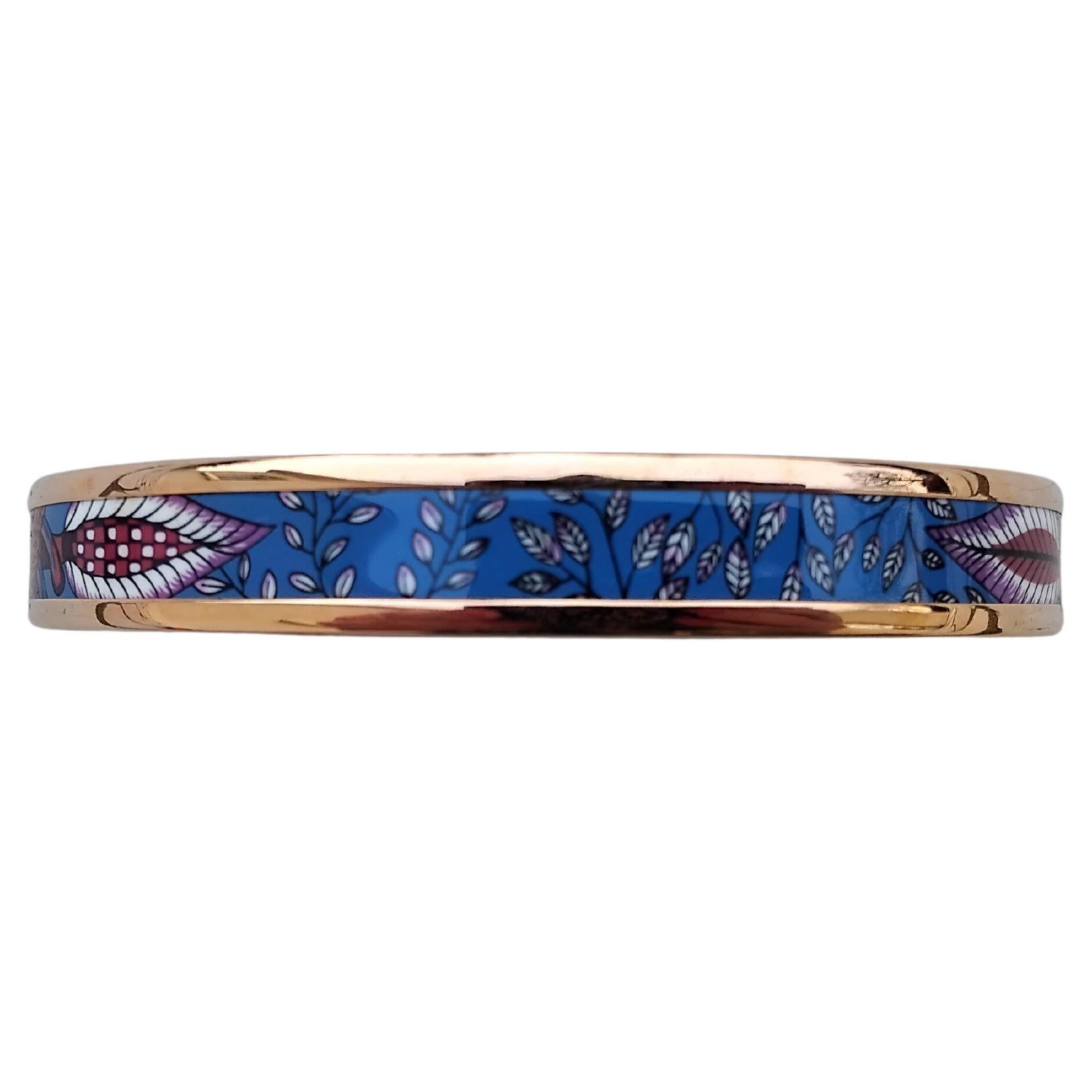 Women's Hermès La Marche de Savana Enamel Bracelet Narrow RGHW Size 65 For Sale